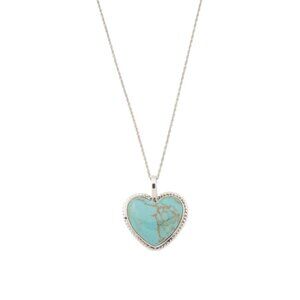 SEED & SAGE Mexico Sterling Silver Turquoise Heart Bezel Necklace